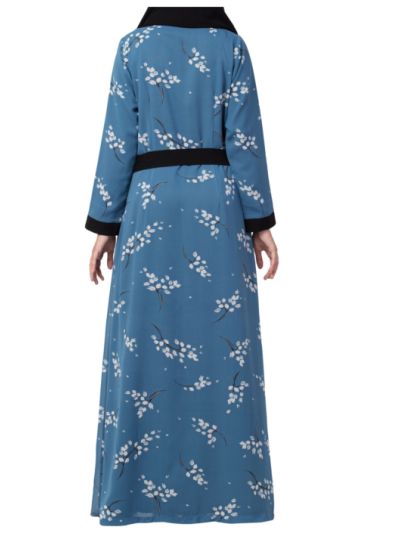 Dual Layer Abaya Dress With Printed Shrug
