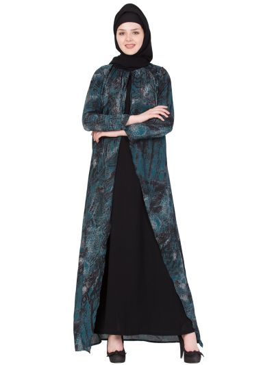 Black & Green  Double Layered Abaya