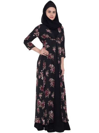 Multi Color Printed Shrug Abaya