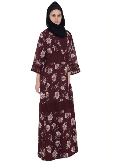 Multi Color Printed Shrug Abaya