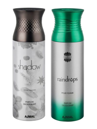 Ajmal Shadow Homme & Raindrops Deodorant Spray - For Men & (Pack of 2)