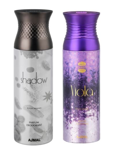 Ajmal Shadow Homme & Viola Deodorant Spray - For Men & Women (Pack of 2)