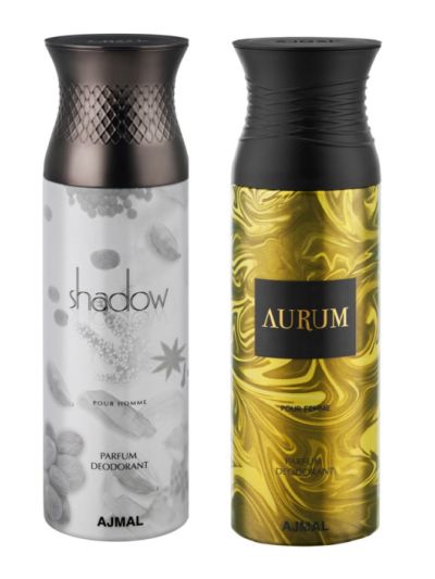 Ajmal Shadow Homme & Aurum Deodorant Spray - For Men & Women (Pack of 2)