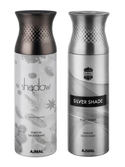 Ajmal Shadow Homme & Silver Shade Deodorant Spray - For Men (Pack of 2)