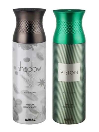 Ajmal Shadow Homme & Vision Deodorant Spray - For Men (Pack of 2)
