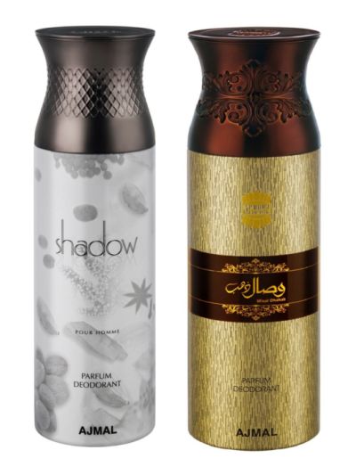Ajmal Shadow Homme & Wisal Dhahab Deodorant Spray - For Men (Pack of 2)