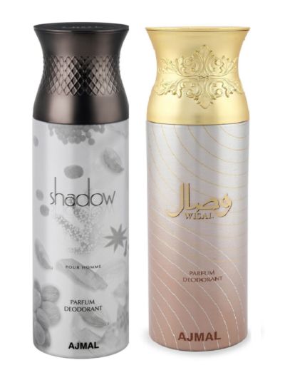 Ajmal Shadow Homme & Wisal Deodorant Spray - For Men & Women (Pack of 2)
