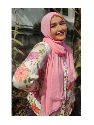 Shifa Glittered Baby Pink Cotton Hijab with Hijab Magnets