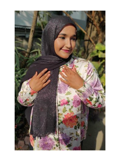 Shifa Glittered Black Cotton Hijab with Hijab Magnets