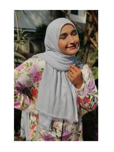 Shifa Glittered Grey Cotton Hijab with Hijab Magnets