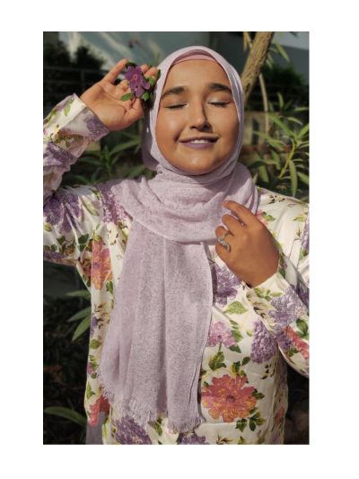 Shifa Glittered Lavender Cotton Hijab with Hijab Magnets