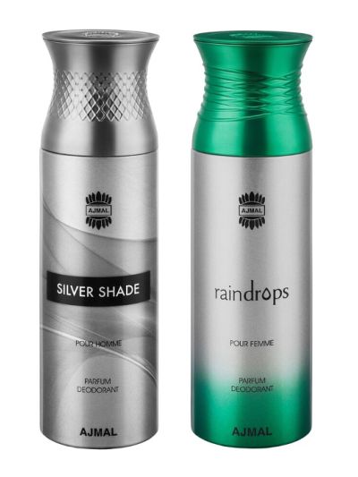 Ajmal Silver Shade & Raindrops Deodorants for Men & Women pack of 2