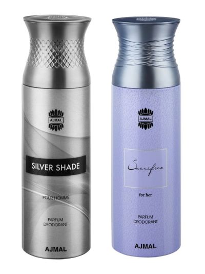 Ajmal Silver Shade & SacrificeHer Deodorants for Men & Women (pack of 2)