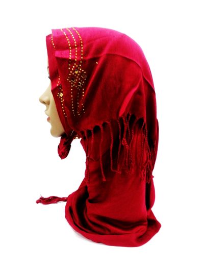 Red Stone Border Hijab