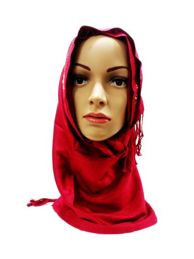 Red Stone Border Hijab