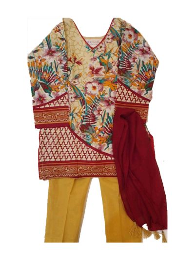 Straight Cut Riwaj Lawn Kurta set with Cotton Pants