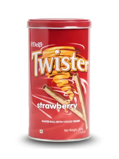 DELFI TWISTER STRAWBERRY WAFER ROLL - STRAWBERRY FLAVOURED CREAM (320G)
