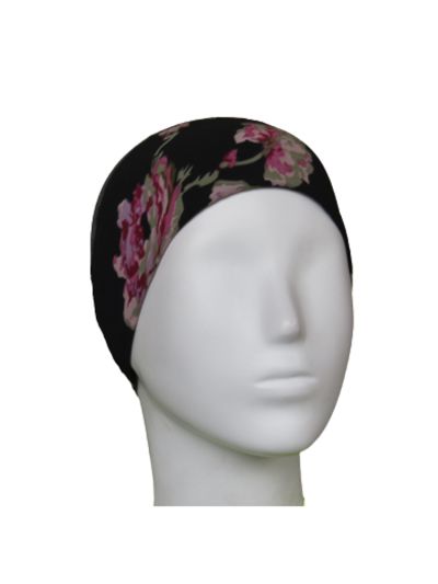Black Rose Printed Underscarf Cap 