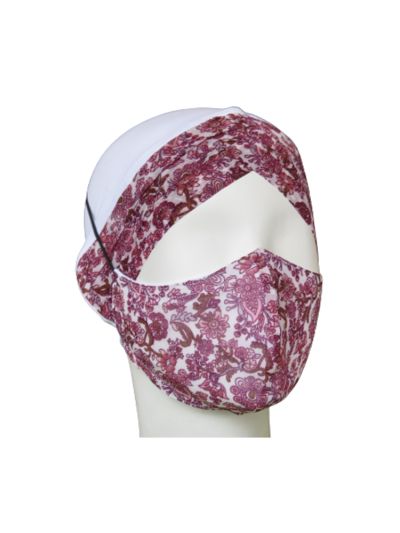 Maroon Paisley Printed Under scarf Turban + Matching Face Mask