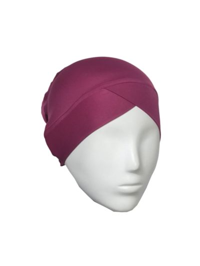 Raspberry Criss Cross Under scarf Cap