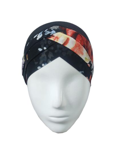 Black Printed Turban Under scarf Cap