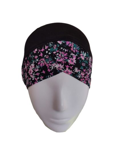 Black Pink Printed Turban Under scarf