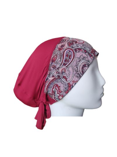 Maroon Art Printed Under scarf Cap