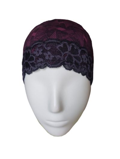 Maroon Lace Printed Under scarf Cap