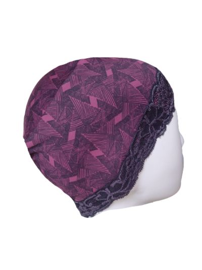Maroon Lace Printed Under scarf Cap