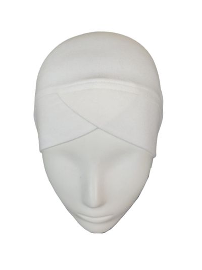 Ivory Crisscross Jersey Inner Scarf Cap