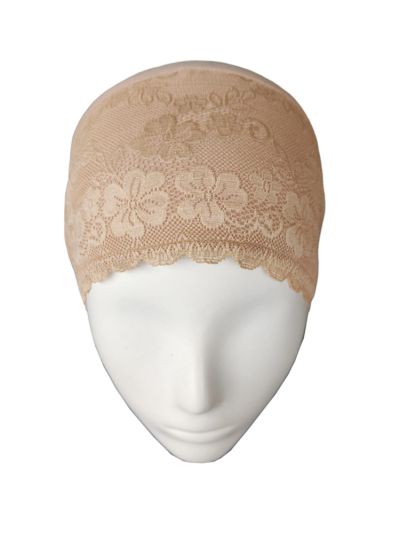 Beige Inner Scarf Cap With Lace