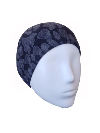 Grey Jersey Scarf Inner Cap With Leaf Design Print