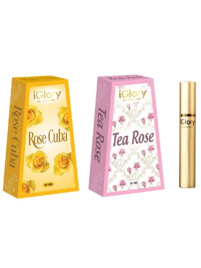 iGlory Combo Tea Rose & Rose Cuba Roll On Attar for Men & Women (10 ml)