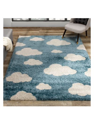 Clouds Teal & White Carpet (4ft x 6 ft)