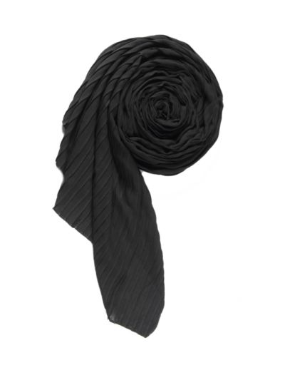 Black Textured Cotton Pleated Hijab