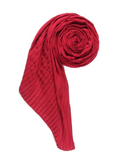 Crimson Textured Cotton Pleated Hijab