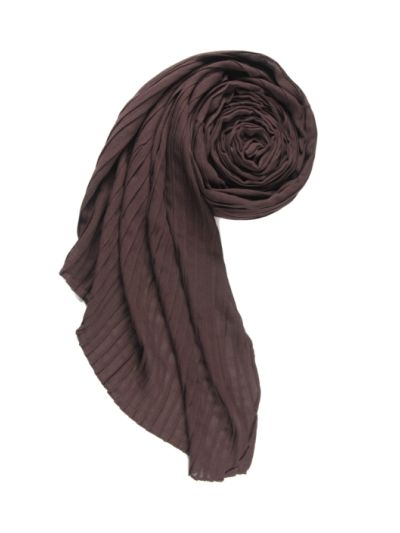 Brown Textured Cotton Pleated Hijab
