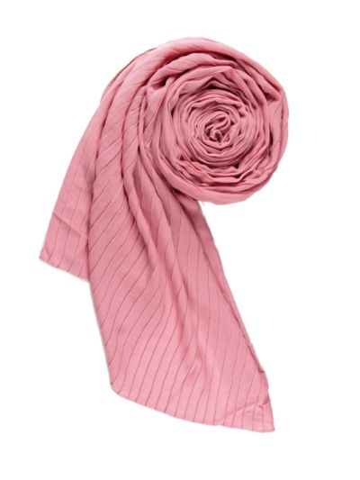 Pink Textured Cotton Pleated Hijab