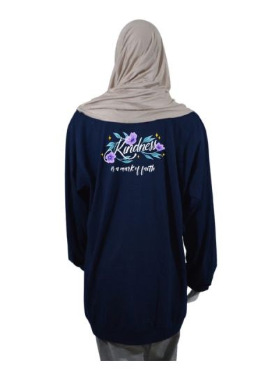 Kindness Flowery Drop Shoulder Women Long Sleeve T Shirt