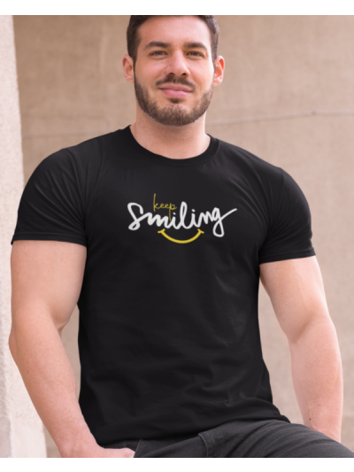 Keep Smiling Round Neck Half Sleeve T-Shirt