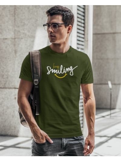 Keep Smiling Round Neck Half Sleeve T-Shirt
