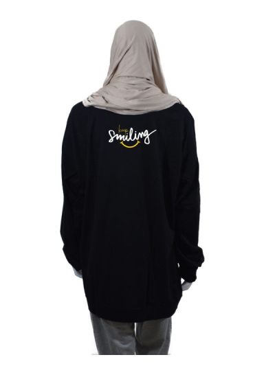Keep Smiling Drop Shoulder Women Long Sleeve T Shirt