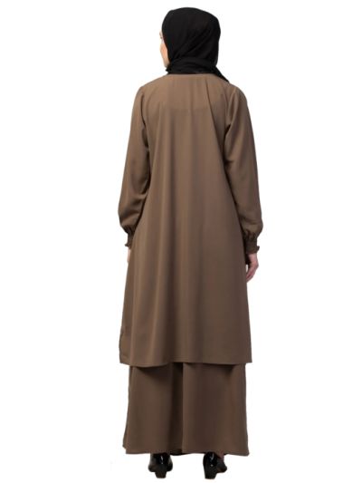 Two Pieces Knee length Abaya with Elasticated Sleeves