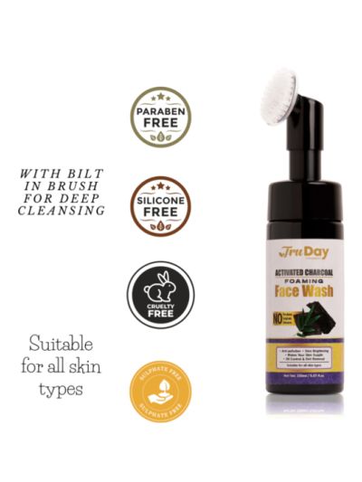 Organic Activated Charcoal Foaming Face Wash with Built-In Face Brush (150 ml)