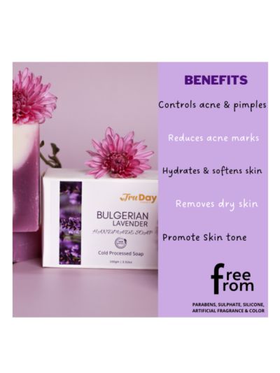 Bulgerian Lavender Soap Bar - Handmade,100% Vegan & Paraben Free (100 gms)