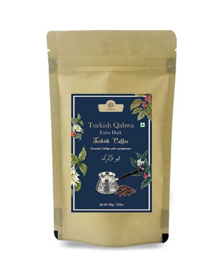 Arabic Turkish Qahwa (Extra Dark Ground Coffee with Cardamom) - 100Gms