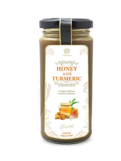 Honey with Turmeric  Unprocessed Unfiltered Unpasteurized Natural Honey with Turmeric) - 300gm
