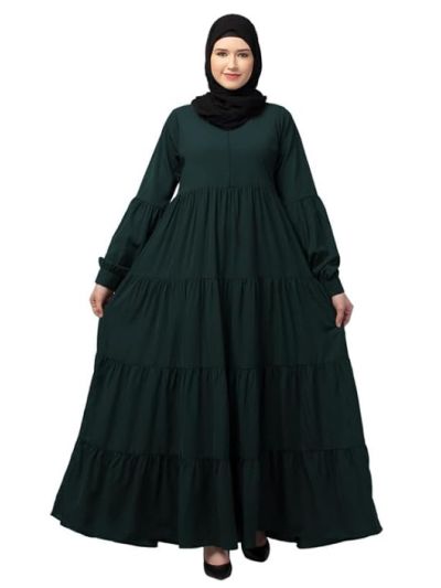 Umbrella Abaya with Front Zip Elasticated Cuffs