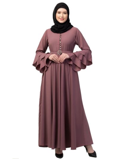 Plain Umbrella Abaya with Adjustable Belt & Bell Sleeves