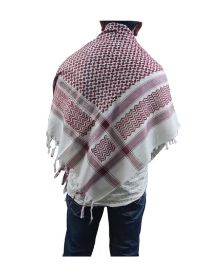 Maroon Mixed White Color Arab Scarf 